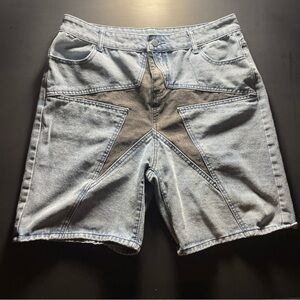 Men's Light Blue Star Jean Shorts